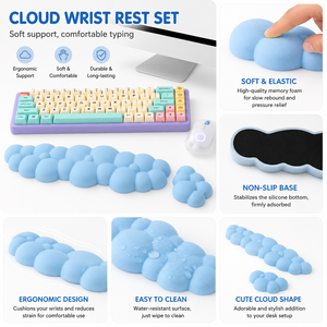 Customized Ergonomic Computer <b>Keyboard</b> Wrist Cloud Designed Memory Foam Cartoon Style Stock Available Wrist <b>Mouse</b> Pad - Product Image 5