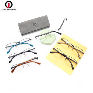 長方形フレーム半リムレス金属光学ガラス製造金属眼鏡フレームクラシックメンズメガネ - Product Image 2