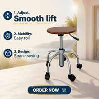 Nouvelle Arrivée - Tabouret de Bar Mobile Rond à Hauteur Réglable Pneumatiquement en Métal et Cuir PVC pour Hôtels, Bistros et Zones de Restauration Décontractée