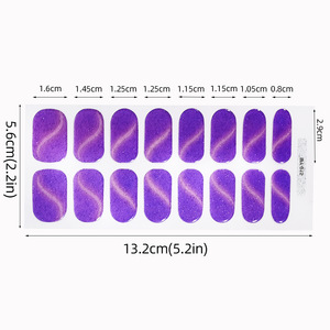 16 autocollants pour ongles en gel semi-durci effet œil de chat, auto-adhésifs, 3D, couverture complète, colorés, pour manucure en salon - Product Image 6