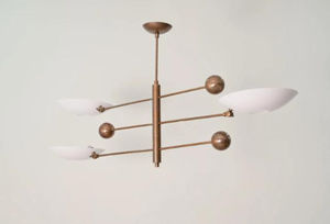 Lustre en laiton fait main de style moderne du milieu du siècle, luminaire suspendu à 3 lumières pour la décoration de la maison - Product Image 4