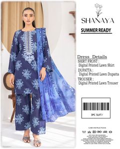 ชุดส่าหรีผ้าลอนพิมพ์ลายดิจิทัลสำหรับผู้หญิง Shanaya แบบ 3 ชิ้น ชุดลำลองสำหรับฤดูร้อน สวมใส่สบาย ทรงปกติ เหมาะสำหรับงานปาร์ตี้ - Product Image 1