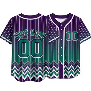Maillot de baseball personnalisé à manches courtes, uni, avec dégradé vert, nom et numéro personnalisés, uniforme d'équipe entièrement boutonné - Product Image 1