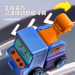 Voiture jouet transformable en véhicule d'ingénierie, robot coulissant inertiel en plastique, éducatif et créatif pour enfants, jouets scientifiques et d'ingénierie - Product Image 3