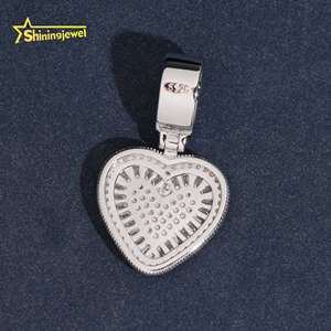 Pendentif en argent 925 avec diamant moissanite glacé en forme de cœur, style hip-hop, livraison rapide, stock local - Product Image 4