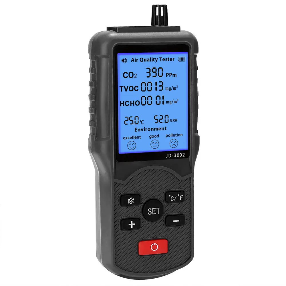 JD-3002 Hoge Precisie Lcd Co2 Gas Analyzer Handheld Luchtkwaliteit Gasdetector Monitor Dongguan Lcd-Scherm Oem Odm Ce Rohs Fcc