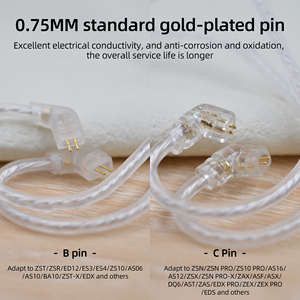 Câble de mise à niveau plaqué argent <span class=keywords><strong>KZ</strong></span> pour écouteurs HIFI, câble 3,5 mm 2 broches avec micro, compatible ZSN Pro X, EDX Pro, ZS10 Pro, AS16 Pro, ZSN Pro - Product Image 4