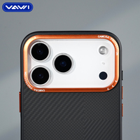 VAWI B378 Coque de téléphone magnétique PC Meet Mondrian pour 14 15 16 17 Pro Max avec cadre d'objectif métallique antichoc