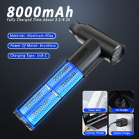Ventilateur haute puissance 125000 tr/min, souffleur d'air portatif à très grande capacité 2000 mAh*4 pour le dépoussiérage de l'intérieur des voitures