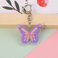 Magnifique porte-clés en acrylique pour filles avec motif imprimé de papillon, idéal pour la décoration de sac à dos