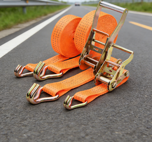 超耐久性2インチ5トンポリエステルラチェット式タイダウンベルト（ダブルJフック付き） - Product Image 4