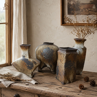 Vase à fleurs en céramique Jossin Wabi-Sabi avec texture artisanale pour la décoration intérieure nordique, l'art d'intérieur et l'affichage de fleurs séchées
