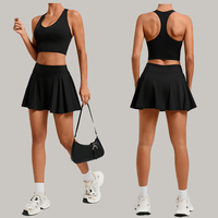 Sans bretelles sans manches dame une pièce personnalisé sport Yoga Fitness haute qualité Gym entraînement grande taille jupe et haut ensemble pour les femmes