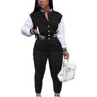 Ensembles Vêtements Femme Deux Pièces Tendance Hiver Automne Style Uniforme Baseball Blouson Femme Ensemble Deux Pièces