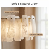 Lustre LED Moderne de Luxe en Marbre Naturel et Laiton Doré, Hauteur Réglable, Éclairage Superposé, 1000mm de Haut, IRC 90, 360° pour Salle à Manger