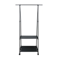 Perchero de ropa colgante de 2 niveles personalizado, de metal con ruedas, multifuncional, independiente, para baño y entrada