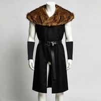 Costume de chevalier médiéval Renaissance pour homme, écharpe en fausse fourrure pour cosplay, vêtements de cosplay d'Halloween MDEC-076