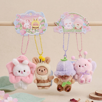 Nouveaux porte-clés en peluche motif grappe de fleurs, pendentifs, figurines mignonnes de dessin animé, breloques pour sac à dos