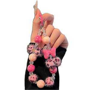 Pendentif élégant imprimé léopard avec pompon perlé et clips transparents pour sacs à main, bracelets et lanières universelles pour coques <span class=keywords><strong>de</strong></span> <span class=keywords><strong>téléphone</strong></span> portable - Product Image 2