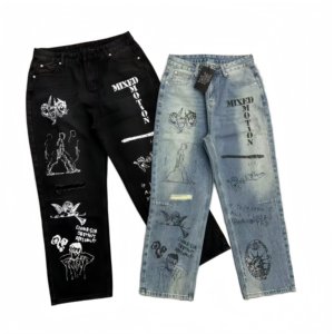 2026 MIXED EMOTION Nouvelle Collection Mode Jeans Tricotés en Denim Décontractés Coupe Droite Mi-haute Unisexe Automne Séchage Rapide Respirant - Product Image 2