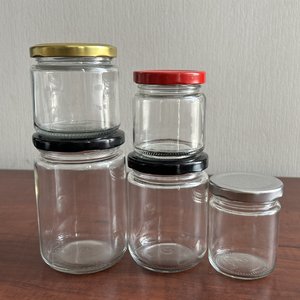 Pot <span class=keywords><strong>en</strong></span> <span class=keywords><strong>verre</strong></span> transparent à profil bas, court et droit, de 100 g, avec couvercle argenté à anse, pour confiture, gelée ou salsa. - Product Image 5