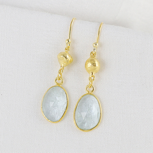 Último diseño Azul Aguamarina 925 plata esterlina chapado en oro pendiente colgante joyería de moda - Product Image 3