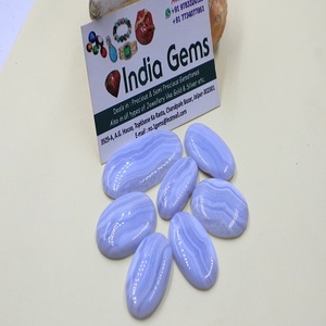 Agate bleue ovale polie de qualité supérieure AAA+, une pierre précieuse intemporelle pour les amateurs de bijoux - Product Image 1