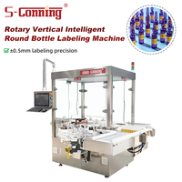 Machine d'étiquetage verticale rotative intelligente de qualité industrielle S308 pour flacons, ampoules et bouteilles rondes avec positionnement à trois points