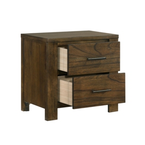 <b>Oak</b> Finish Nightstand 2 Drawers Rustic Bedroom Furniture <b>Bedside</b> <b>Cabinet</b> - Product Image 2