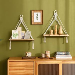 <span class=keywords><strong>Estantes</strong></span> Colgantes Decorativos Boho, <span class=keywords><strong>Estantes</strong></span> <span class=keywords><strong>Flotantes</strong></span> de Madera <span class=keywords><strong>para</strong></span> Almacenamiento en Dormitorio, <span class=keywords><strong>Baño</strong></span>, Sala de Estar, Cuarto de Niños o Residencia Universitaria - Product Image 6