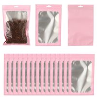Bolsa de papel de aluminio resellable para almacenamiento de alimentos, bolsa de mylar transparente con agujero para colgar, color negro mate