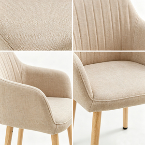 Chaise de salle à manger rembourrée moderne avec pieds en bois, assise en tissu, design scandinave, mobilier pour la maison - Product Image 5