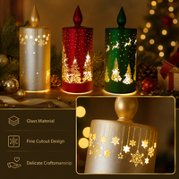 Lampe à bougie LED en verre de Noël de 20 cm, décoration de fête, centre de table, décoration intérieure, éclairage