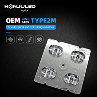 HONJU 5050 SMD 4-en-1 Lentille optique collimateur LED TIR Anti-UV en PC IP65 Transmittance >90% pour éclairage commercial extérieur
