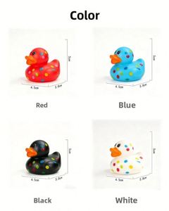 Hot Sale New Explosions Plastic Yellow Duck Toy Water Play Han Feng Color Wave Dot Shape <b>Bath</b> Skin Rings Funny - Product Image 6