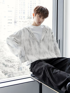 Felpa da Bad Boy stile americano con cappuccio profondo V colore sbiadito due in uno-Look Premium Versatile da uomo - Product Image 6