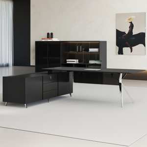 Escritorio Ejecutivo Moderno en Forma de L, Escritorio de Computadora de Lujo con Almacenamiento en Cajones, Muebles de Oficina para Gerentes y Directores - Product Image 2