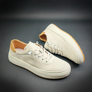 Nouvelles baskets pour hommes en cuir de vachette véritable, style décontracté respirant, chaussures blanches à lacets, inspirées du style <span class=keywords><strong>japonais</strong></span> - Product Image 4