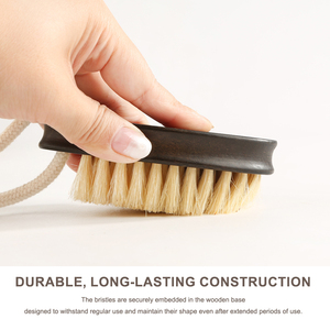 <span class=keywords><strong>Brosse</strong></span> corporelle sèche en bois de hêtre couleur noyer avec logo personnalisé et poils de sanglier pour exfoliation, drainage lymphatique et peau lisse - Product Image 6