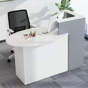 Bersen Salon Furniture Modern Wood <b>Led</b> Salon Gym Shop Cash Counter Hotel Salon Spa White Reception Desk for Sale - Product Image 2