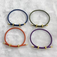 Bracelet unisexe à faire soi-même, bracelet en cuir PU réglable de 3 mm avec fermoir en cuivre pour breloques personnalisées et perles