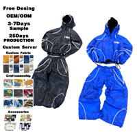 Conjunto Deportivo Reflectante Personalizado para Hombre, Sudadera con Cremallera Completa y Pantalones Holgados, Ropa Urbana Cyberpunk, Cortavientos para Hombre