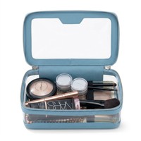 Pochette de maquillage transparente en PU avec fermeture éclair, écologique, tendance, pour voyager, organiseur de sac, trousse de toilette pour femmes, pochette pour soins de la peau