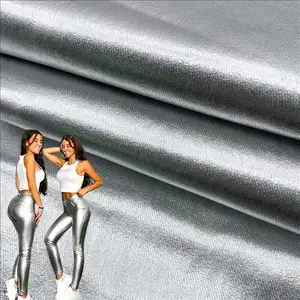 Trendsetting Metallic Braided And PU Coated High Stretch Twill Fabric Designed For Wholesale Boys Girls Casual Fashion Wear