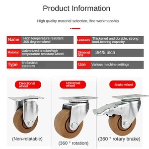 Rodízios Antiestáticos de Alta Temperatura de <span class=keywords><strong>3</strong></span>, 4 e <span class=keywords><strong>5</strong></span> Polegadas, Rodas Resistentes ao Calor 280C com Freio Duplo, Rolamento Industrial Certificado CE para Giro - Product Image 6