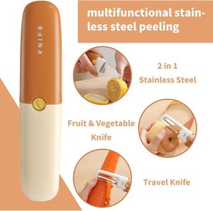 Portable 2 in 1 Outdoor <b>Camping</b> <b>Kitchen</b> Peeler Fruit Peeler With Fruit Knife Household <b>Kitchen</b> Paring Knife - Product Image 2