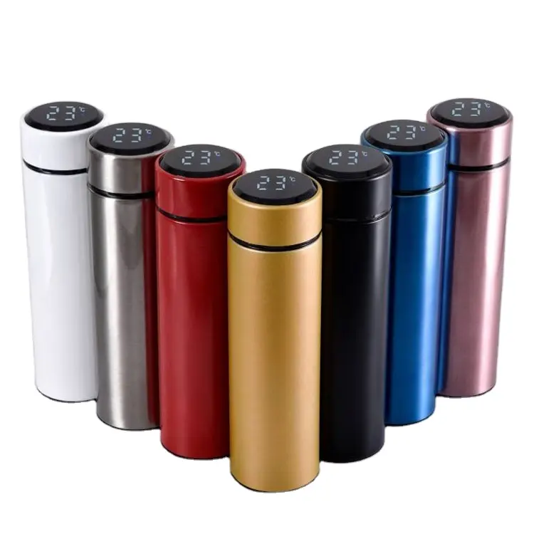 Amazon Insulated Smart Water Bottle Stainless Steel Thermos Bottle Digital Vacuum LED Temperature Bottle