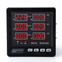 EM-06 Multimeter Digital Tiga Fasa Volt Ampere Frekuensi Urutan Fasa Panel Meter Tampilan Digital Kelas Akurasi 1 Plastik ABS 12 1