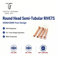 Rivets semi-tubulaires à tête ronde en cuivre TianFang pour poignées d'ustensiles de cuisine, finition étamée, outillage personnalisé, dimensions sur mesure