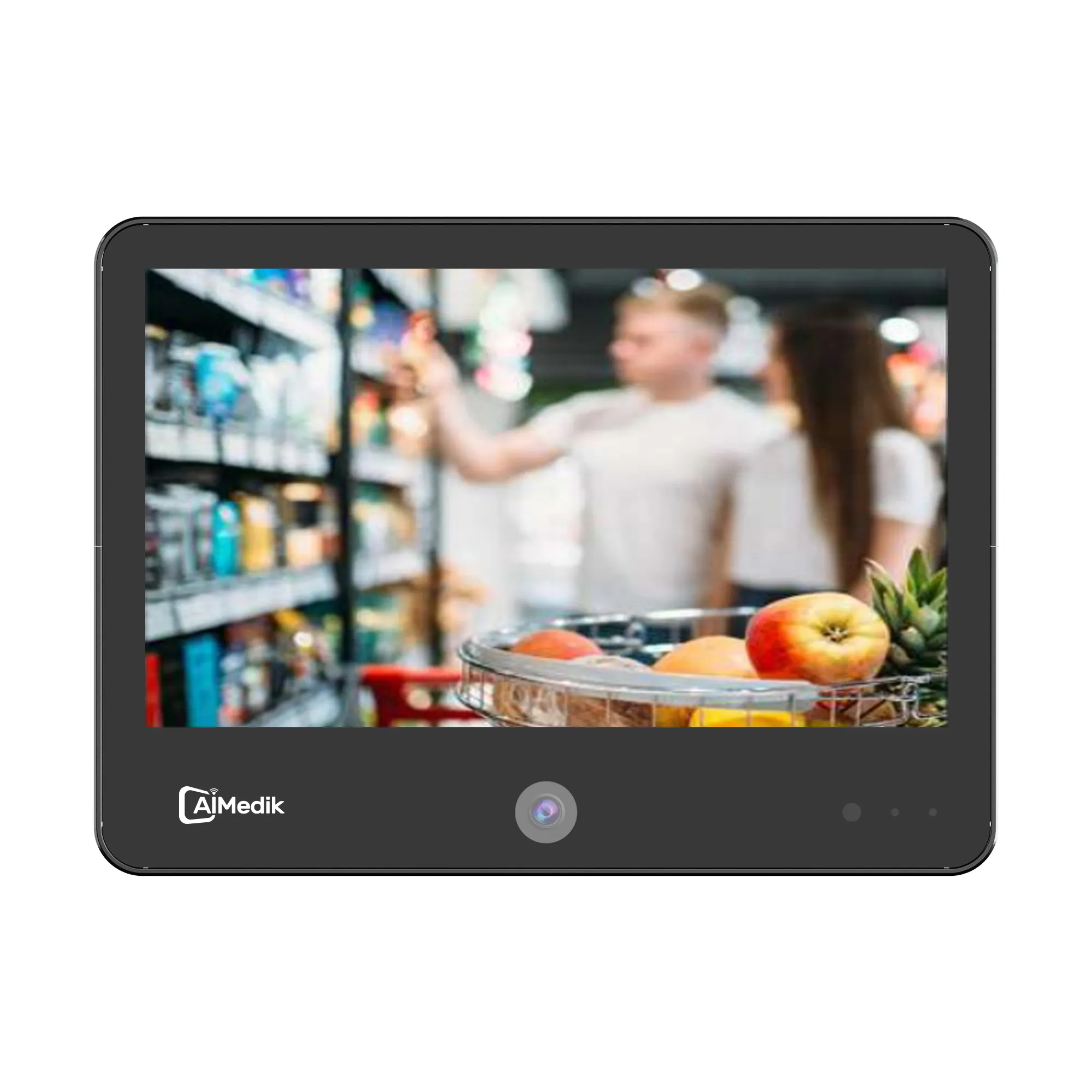AIMEDIK monitor de visão pública com câmera IP embutida de 13,3 polegadas 1920x1080 IPS 300 brilhantes de lêndeas usado em ambientes de varejo